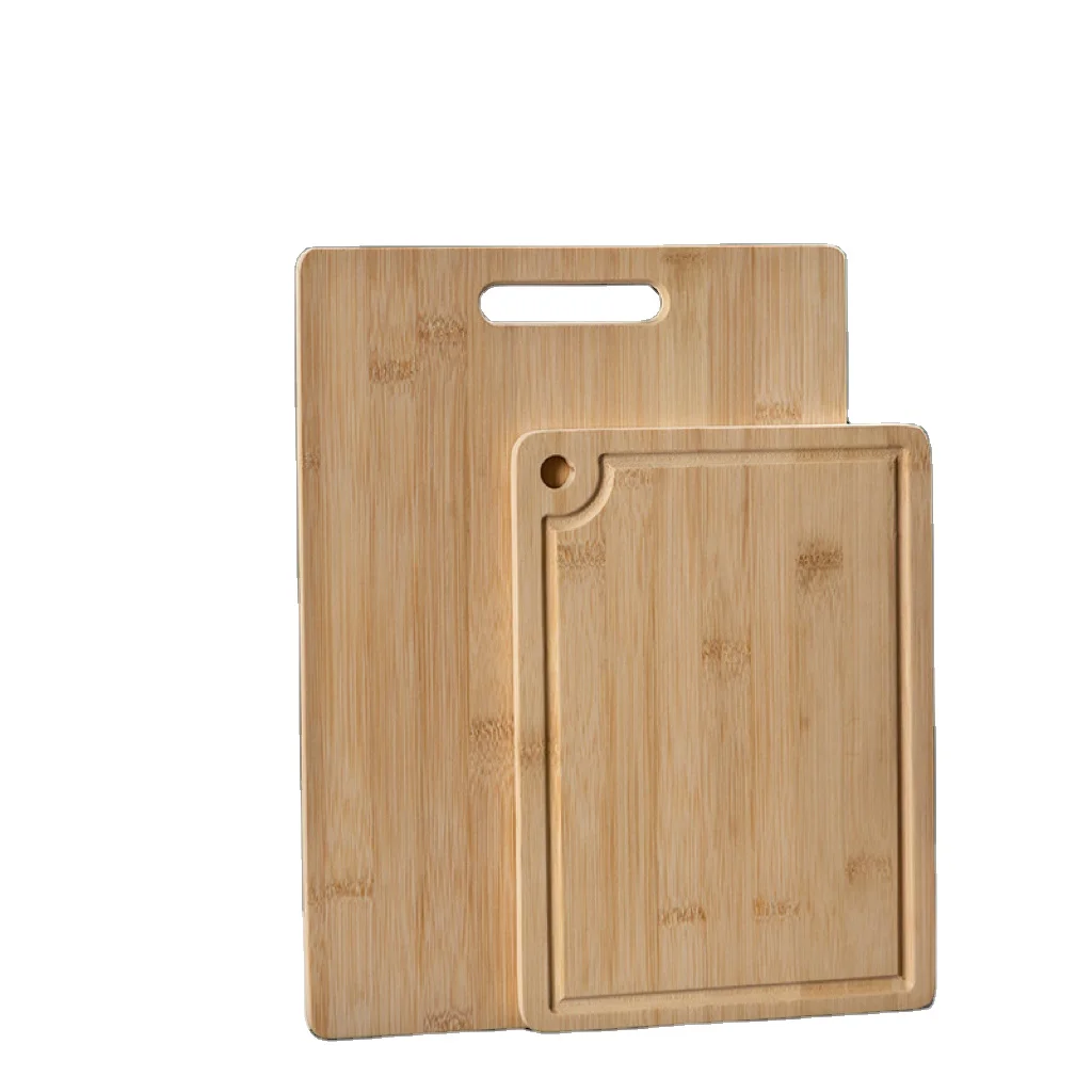 Хорошее качество прочная 100% натуральное бамбуковое дерево квадратная разделочная доска с круглой ручкой для домашней кухни