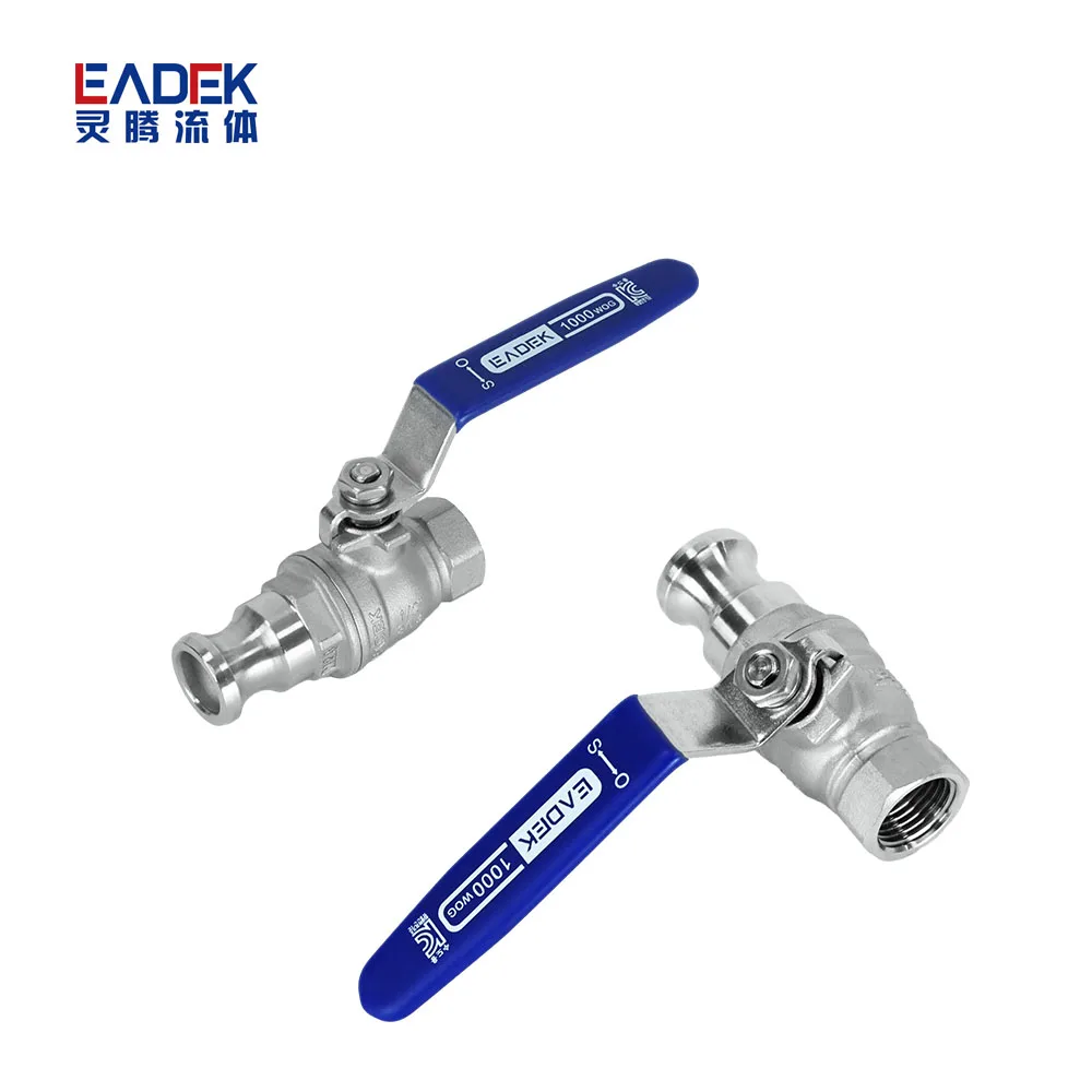 Leadtek  Factory 2PC stainless steel npt bsp thread ends full bore ball valve With Camlock
