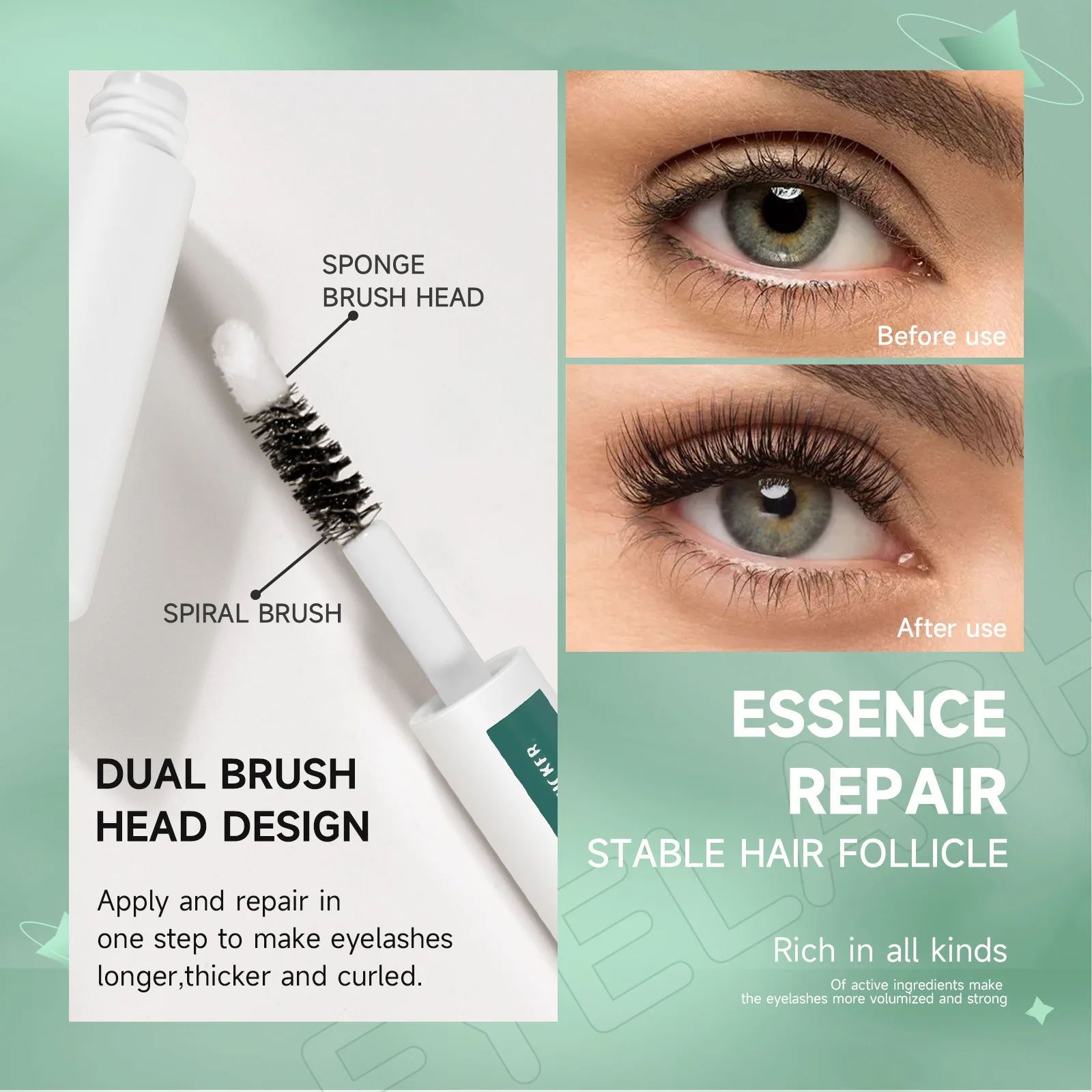 Eyelash growth Nutrient Mascara for Eyelash Lengthening Thickening Gentle Curling Natural Cream Formula for Long Black Eyebrows