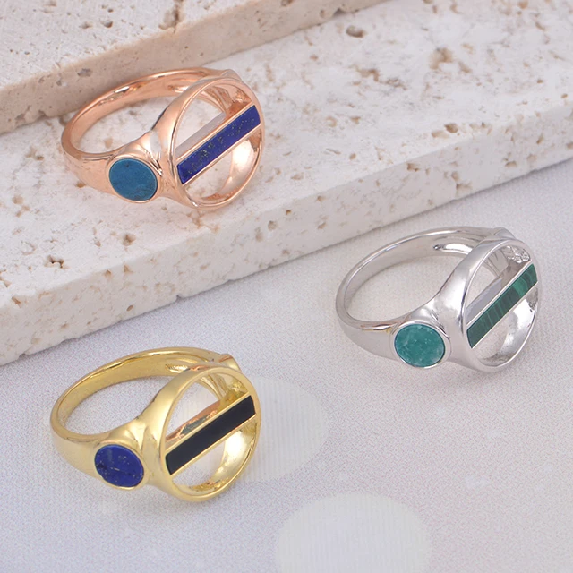 Manufacturer Custom New Fashion  Natural Stone Ladies 925 Sterling silver ring women  jewelry