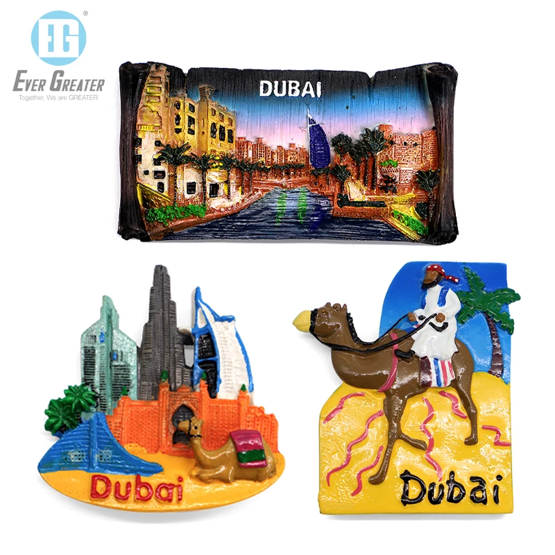 Customized Personalised Resin  Dubai 2D 3D City Fridge Magnet For  Tourism Souvenirs