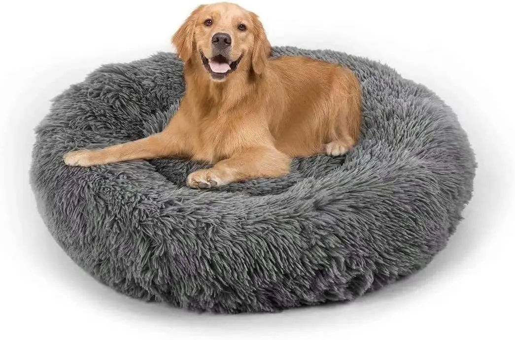Non-Slip Bottom Pet Bed Washable Warming Cozy Soft Round Dog Bed Luxury Fluffy Plush Cushion Pet Bed