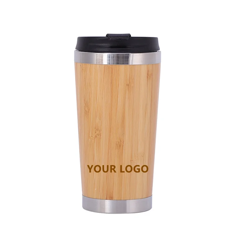 Bamboo Coffee Mug Tumbler Stainless Steel Coffee Mugs with Custom Logo Insulated Coffee Cup