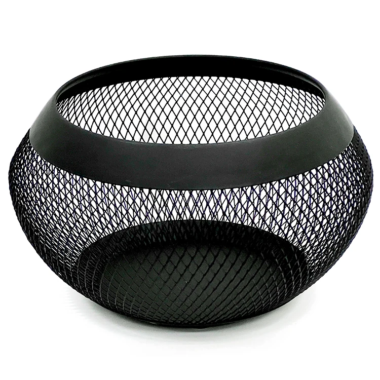 BLACK COLOR NET SHAPE STEEL MESH STORAGE PRODUCT FRUIT BOWL FRUIT BASKET
