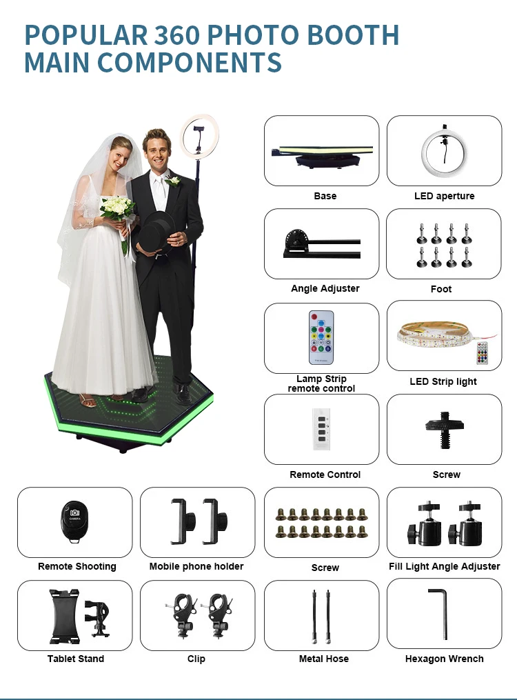 Flight case optional slow motion photobooth 100cm/40 inch 360 degree video booth for event / wedding