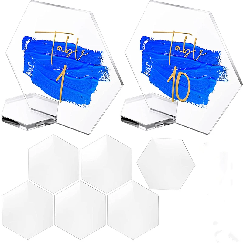 Hot sale wedding party event decor sign stand holder acrylic hexagon table number