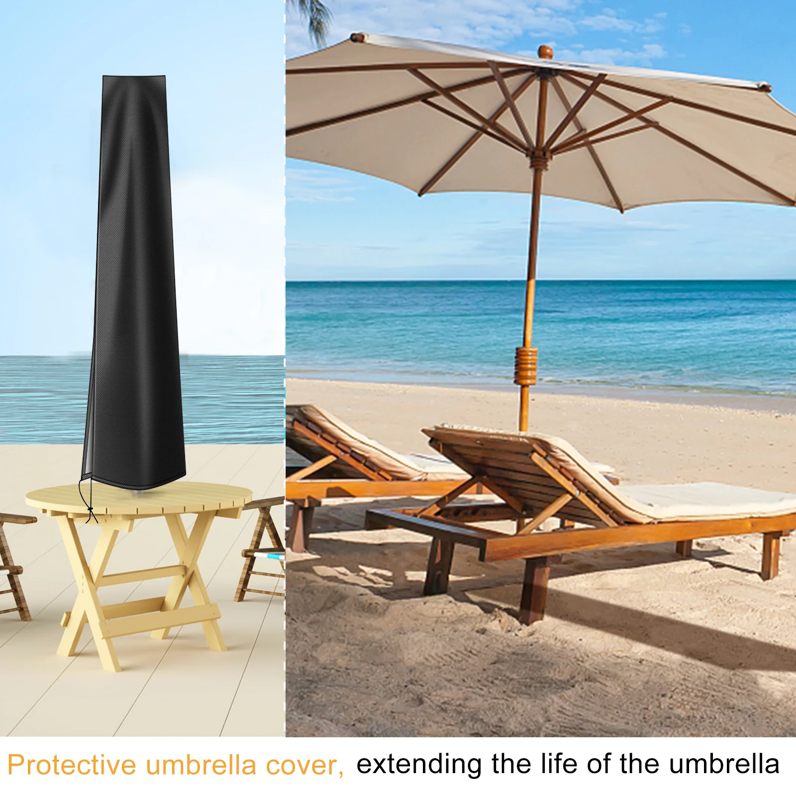  420D Holiday Outdoor Balcony Waterproof And Uv Protection Umbrella Cover Sun