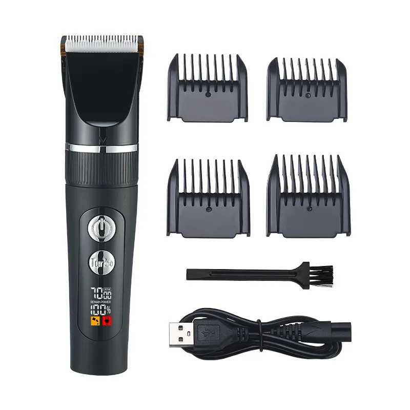 Led Light Ceramic Blade Four-speed control CordlessBarber Clippers for Hair Cutting & Grooming Hair Clippers for Men