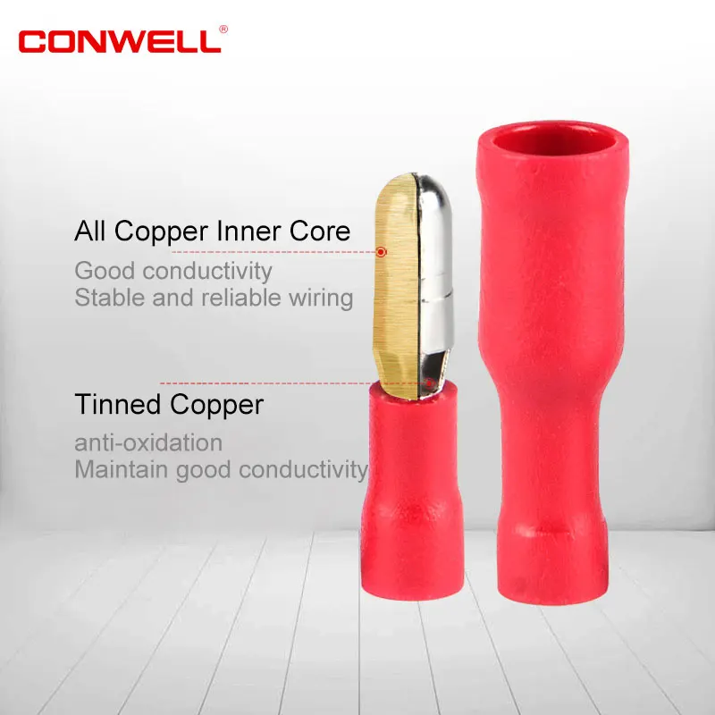 MPD series Brass Insulated Bullet Male Disconnects With PVC Insulation Terminal Block