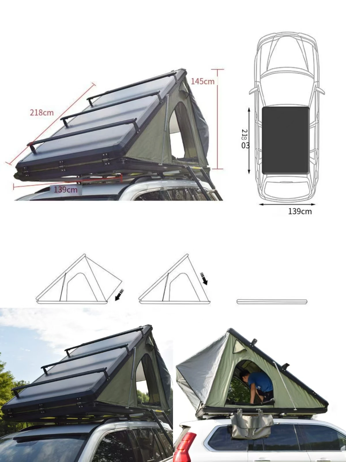 New Soft Shell Aluminum Roof Tent Roof Top Portable Camping Tent 4x4 4wd Roof Top Tents