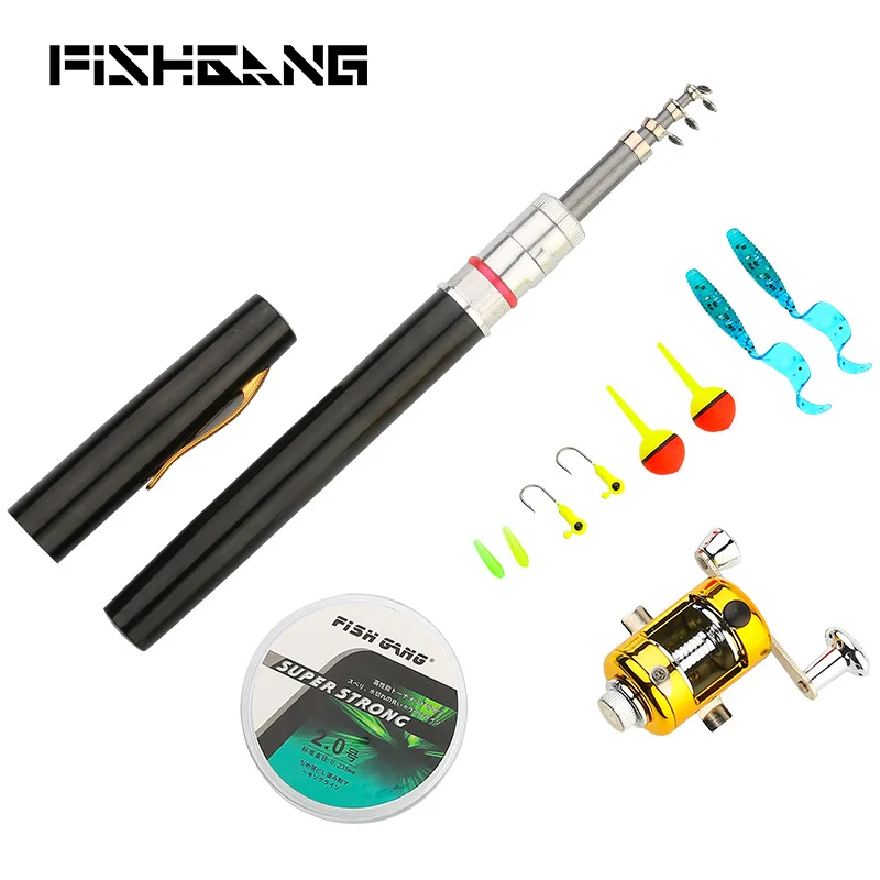 FISHGANG telescopic pen mini fishing rod telescopic pocket  mini pen fishing rod and reel pen telescopic