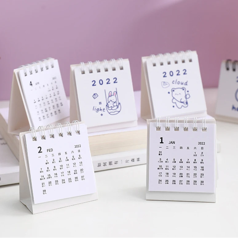 Mini Spiral desk calendar paper customized recorder desktop table calendars printing