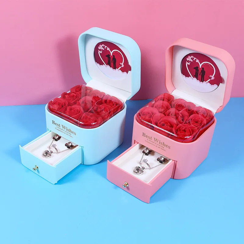 New rose gift Valentine Ring Lipstick Pendant Rose jewelry box in stock