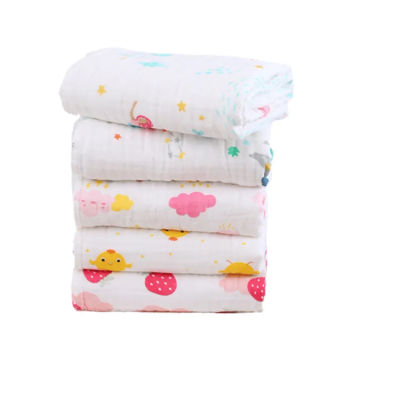 
cartoon printing six-layer bath towel newborn baby gauze cotton stroller blanket for nursing Soft Bath Towel 