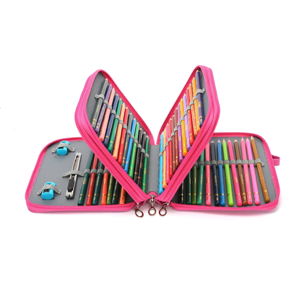 Colored Pencil Case 72 Slots Pen Case Organizer with Handy Wrap Zipper Multilayer Holder for Prismacolor Colored Pencils