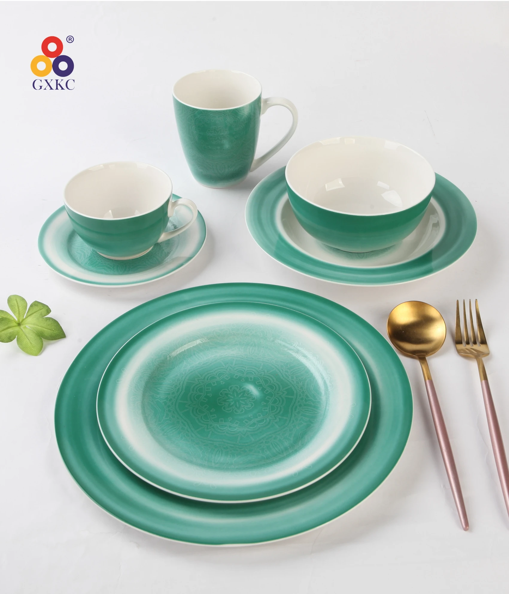 GXKC Italy style rustic 30pc ceramic tableware porcelain new bone china dinnerware sets