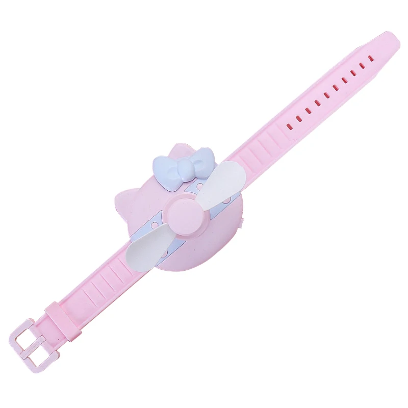 Watch Fan Portable Cartoon Mini Small KT Cat Fan USB Rechargeable Student dormitory bed portable
