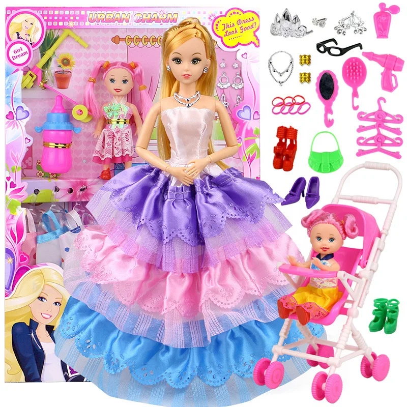 Barbie doll set gift box girl princess wedding dress children play house toys wholesale doll