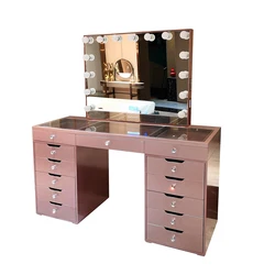 Stock on US! Docarelife Salon Furniture Rose Gold Girls Beauty Vanity Set Makeup Dressers with Mirror