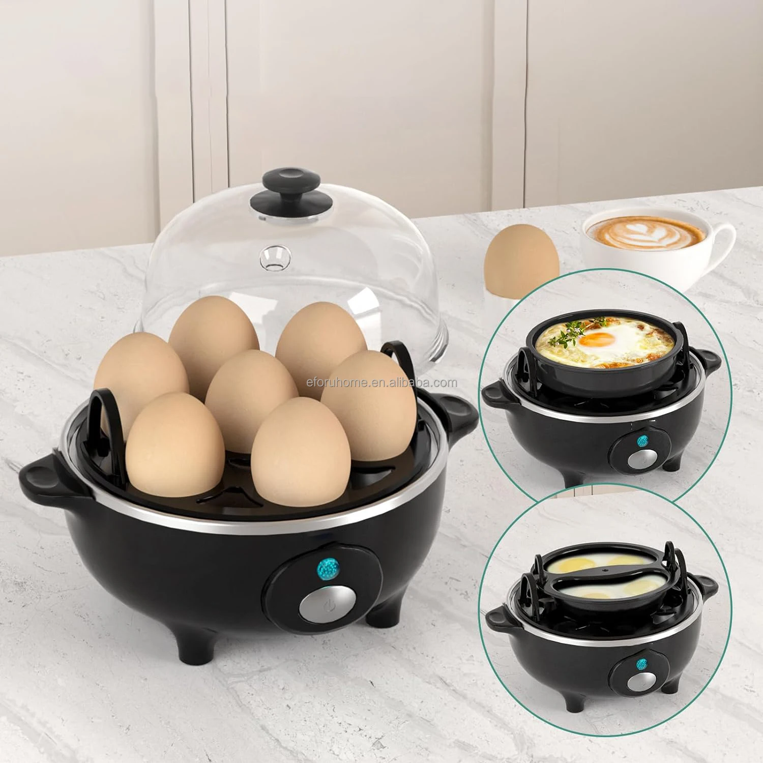 Kitchen Breakfast Machine Multi-functional Egg Boiling Breakfast Electric Cooker Transparent Lid Rapid Egg Boiler