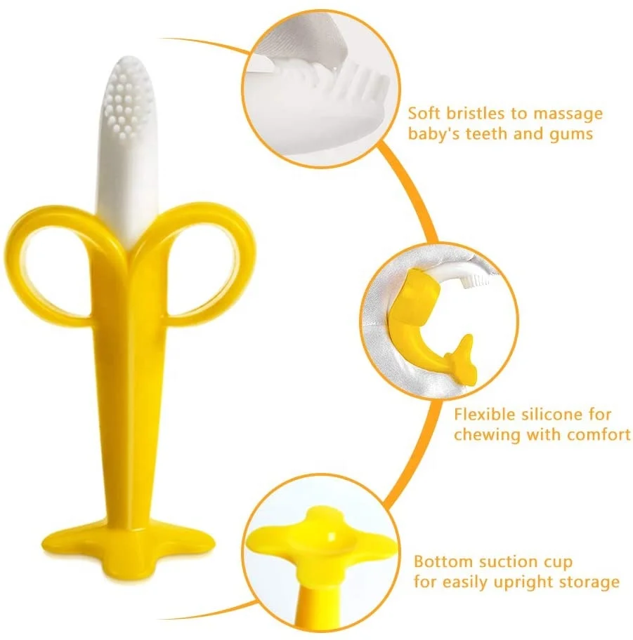 
BPA Free Silicone Baby Teether Banana teether molar stick Toothbrush Pacifier 
