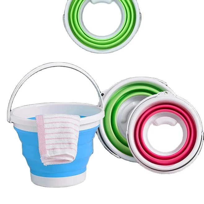 Wholesale OEM Multiple Types Collapsible Plastic Bucket Bright Color PVC Material Beach Folding Bucket
