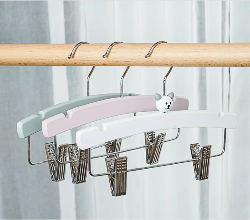 
Eco friendly Children Baby Kids Wooden Clothes Hanger With Clips 