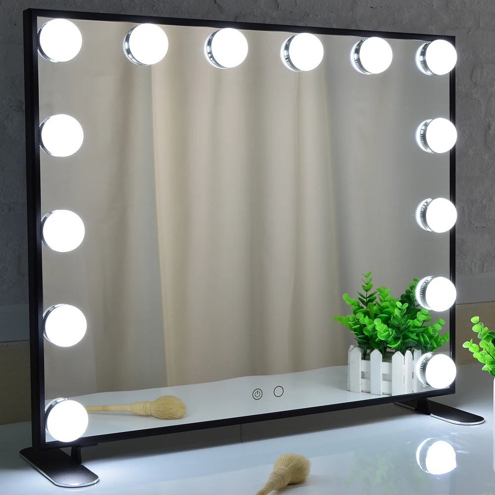BEAUTME Lighted Makeup Mirror Dressing Table Vanity Set Mirrors with Dimmer, Tabletop or Wall Mounted Vanity Mirror with lights