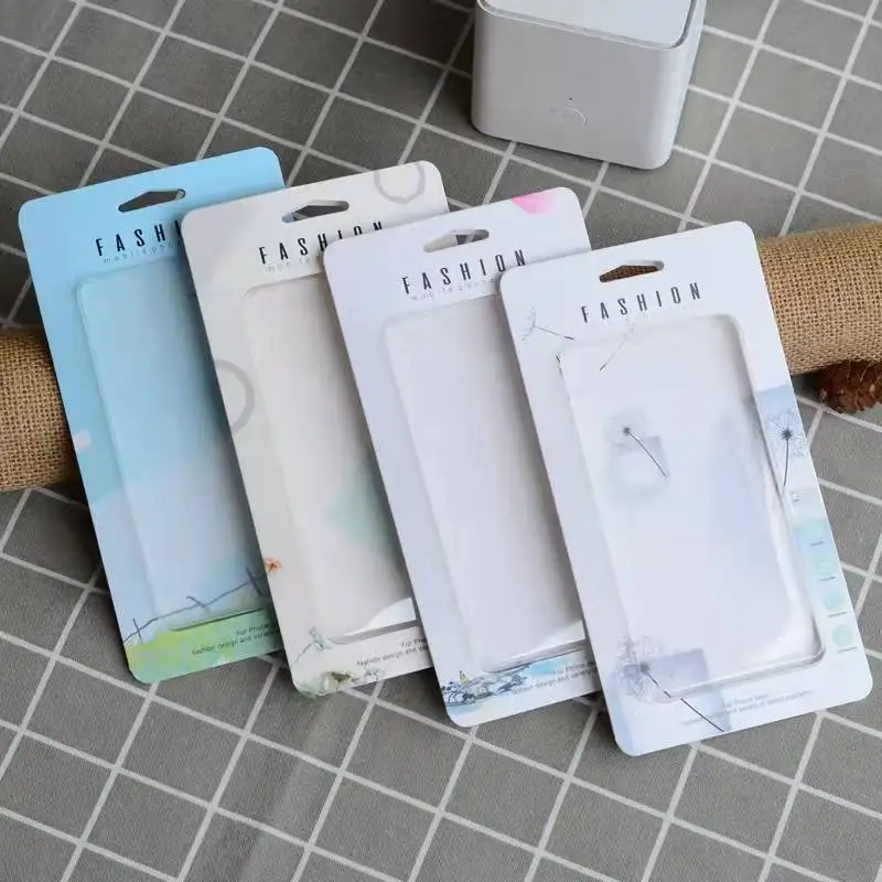 Color Printed foldable plastic packaging box for cell phone case with blister tray