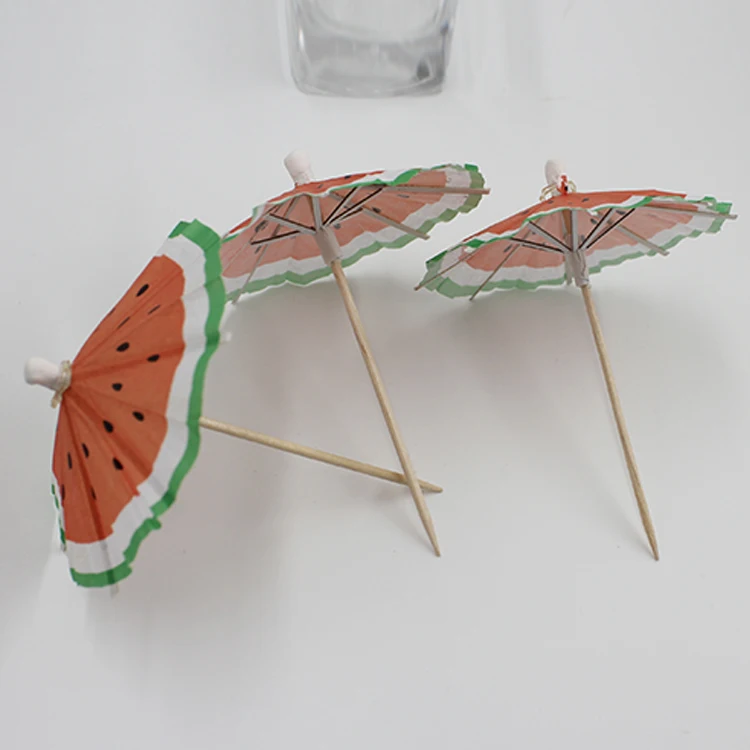 High Quality Disposable Eco-friendly Disposable Umbrella Pick Small Cocktail Umbrella Pick Cheap Fruit Cocktail Pick