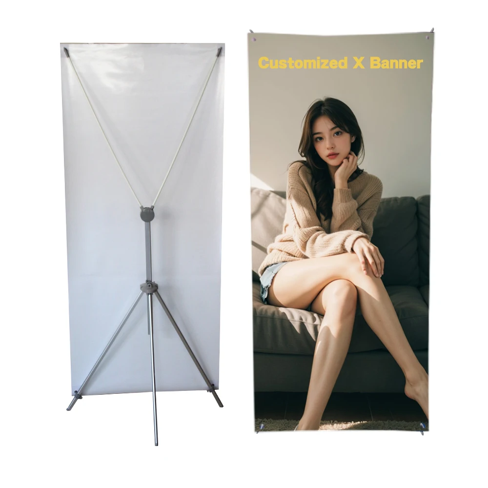 Wholesale 60*160cm 80*180cm Advertising Trade Show Metal Frame Floor X Banner Display Stand