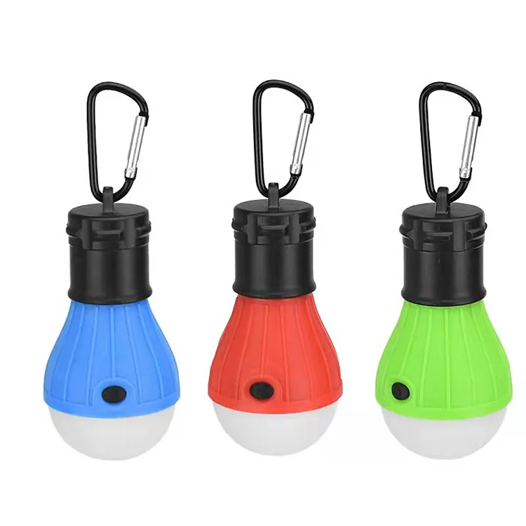 Waterproof AAA Battery Operated Carabiner Tent Lamp Multi-functional 3 led Bulb Plastic Portable Camp Light with Keychain