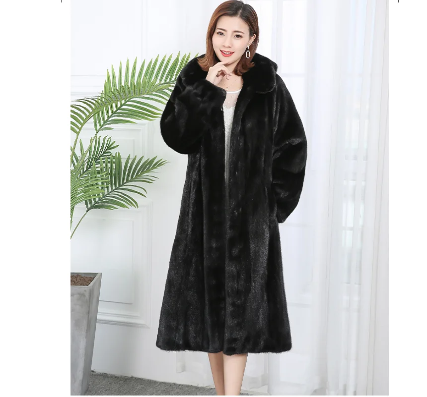 2022 new style Woman plus size coat elegant mink hooded  winter coats for ladies women faux  fox fur coat jacket hood