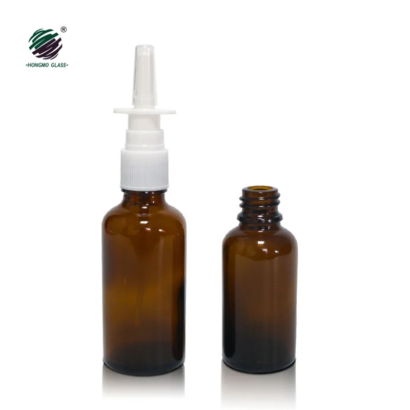 Medical Glass Mist Spray Sprayer Pumps Bottle Nozzle Plastic Material  Nasal Spray Brown Amber Glass Bottles