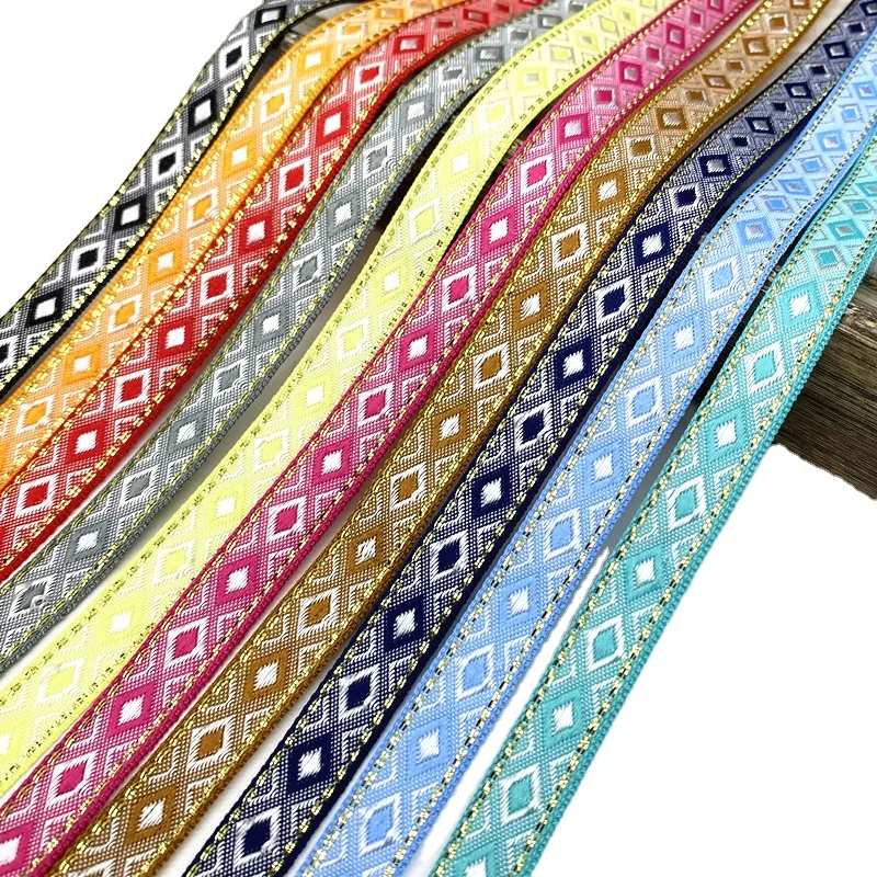 DIY Clothes Bag Accessories Embroidered Fabric 13mm Vintage Ethnic Embroidery Webbing  Ribbon Lace Trim