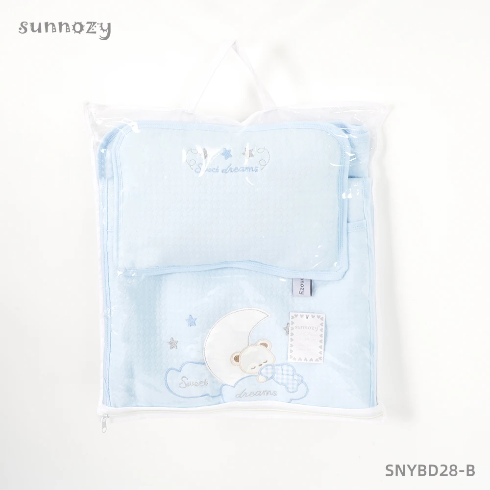 2024 Autumn Newborn Baby 3-Piece Bed Set Includes Pillow, Swaddle, & Blanket, Sunnozy Brand, 4-Season Use
