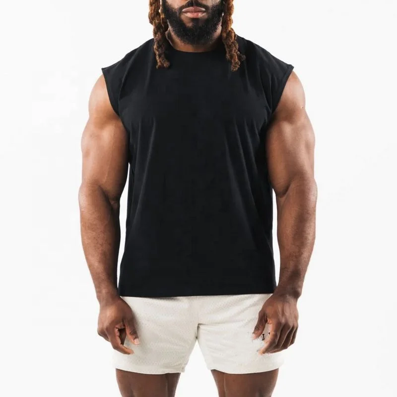 Soft material quick dry custom sleeveless gym tank tops for men