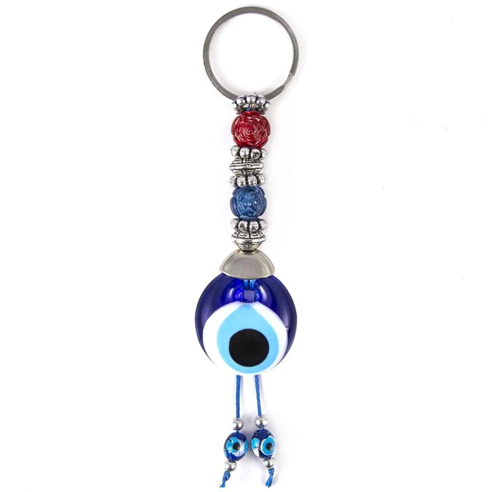 Colorful Plastic Beaded and Hand Made  Glass  Evil Eye Beaded Key Chain Made in Turkey