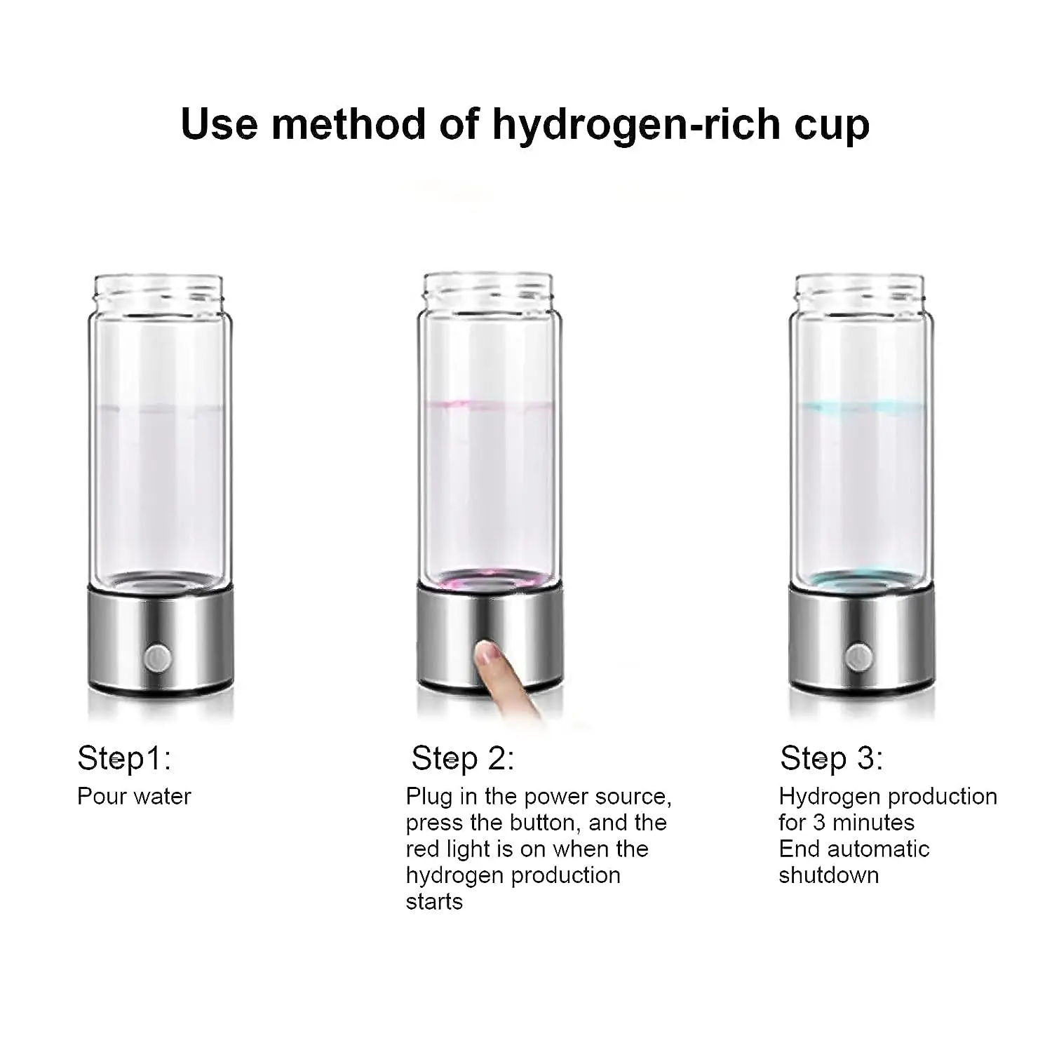 Hydrogen Water Bottle Portable Hydrogen-Rich Water Cup Generator Rechargeable Portable Glass Hydrogen Water Generator Bottle