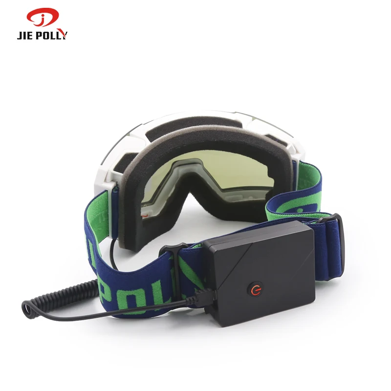 Jiepolly Manufacturer OEM Custom Heated Ski Goggle AntiFog Magnetic Double-Layer Uv400 Adult Snowboard Snowmobile Goggle Glasses
