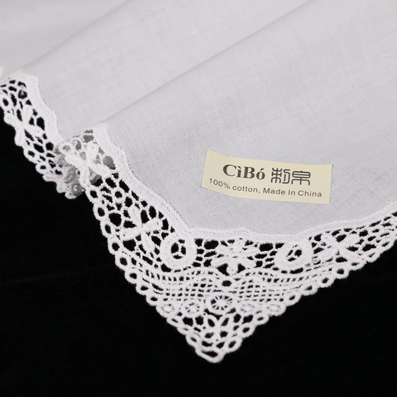 A013 : White premium cotton lace handkerchiefs crochet hankies  women/ladies wedding gift