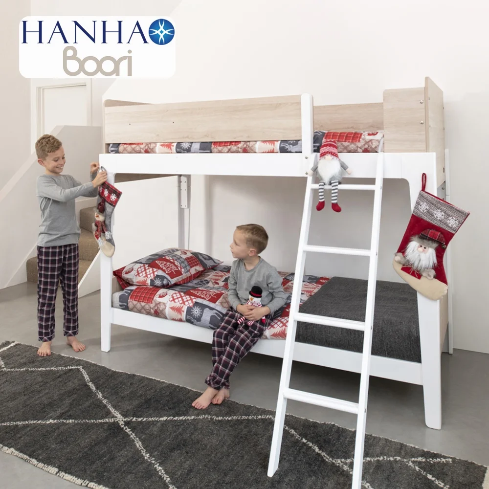 Only B2B Boori Fantastic Custom Built Small Kids Adjustable Double Loft Natural Solid Wood Bunk Beds With Stairs