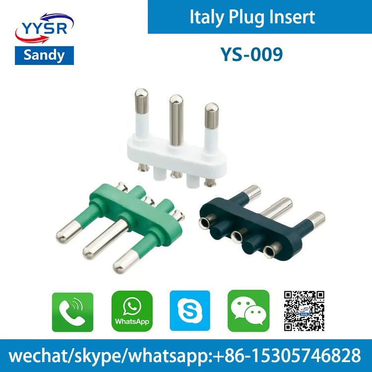 italy plug insert(YS-015 CEI 4.0MM 10A 2-pin,2-pole,2-prong Semi-insulated) for Standard wires