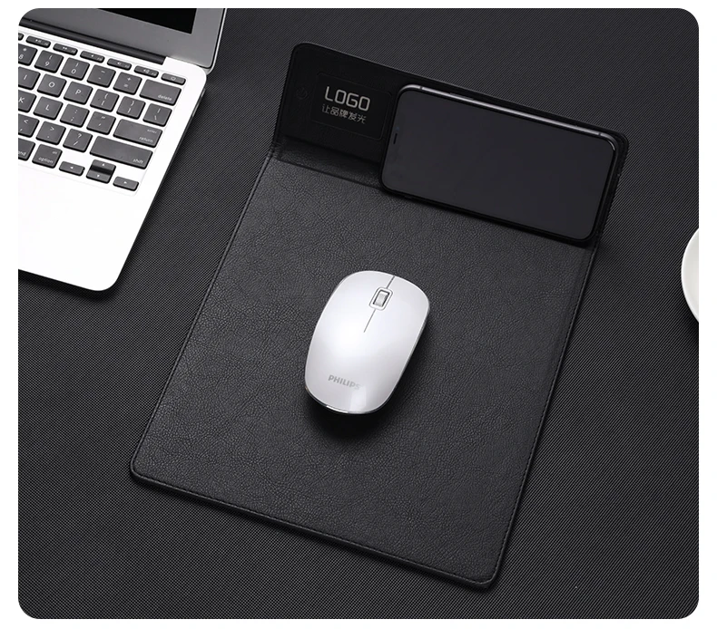 
new product ideas 2021 2022 arrival custom design logo RGB gaming mousepad PU Leather wireless charging Charger Mouse Pad 