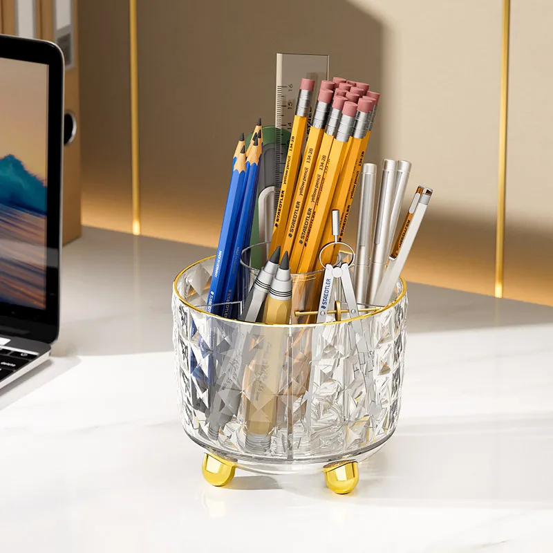 PET Pen holder 360 Degree Rotating Desk Pen Organizers Desktop Storage Stationery Supplies Cup Pot Office School Home Art Supply