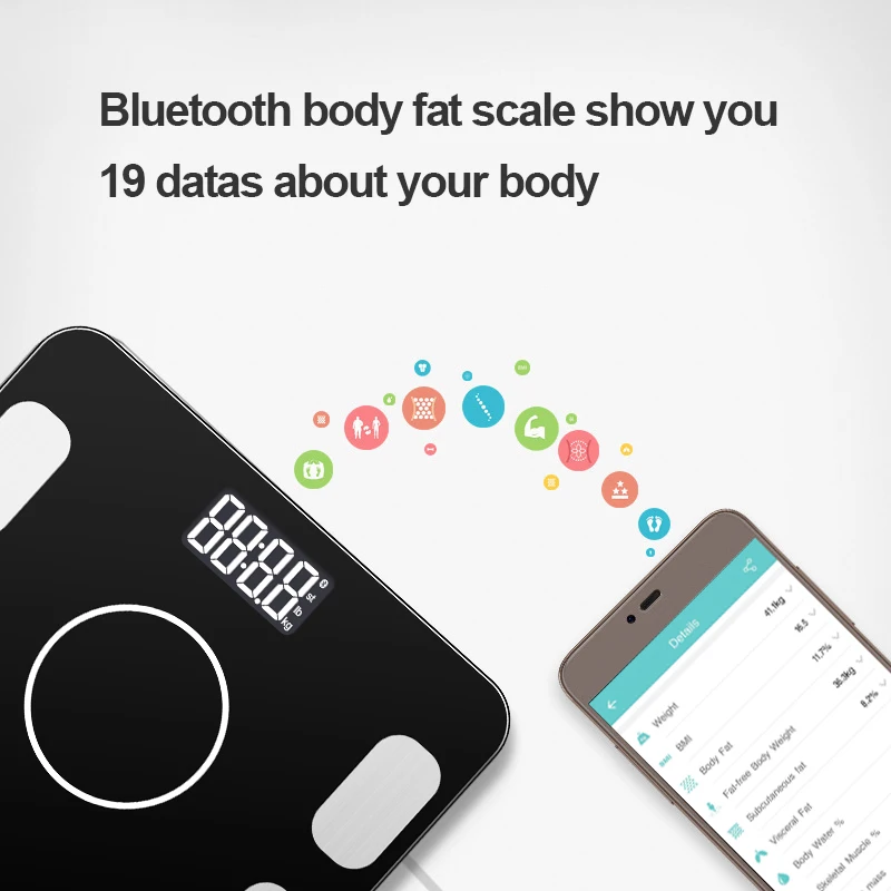 Scale Digital Weight and Body Fat Smart Bathroom Scale smart for Weight Loss 400lbs with Tempered Glass Platform