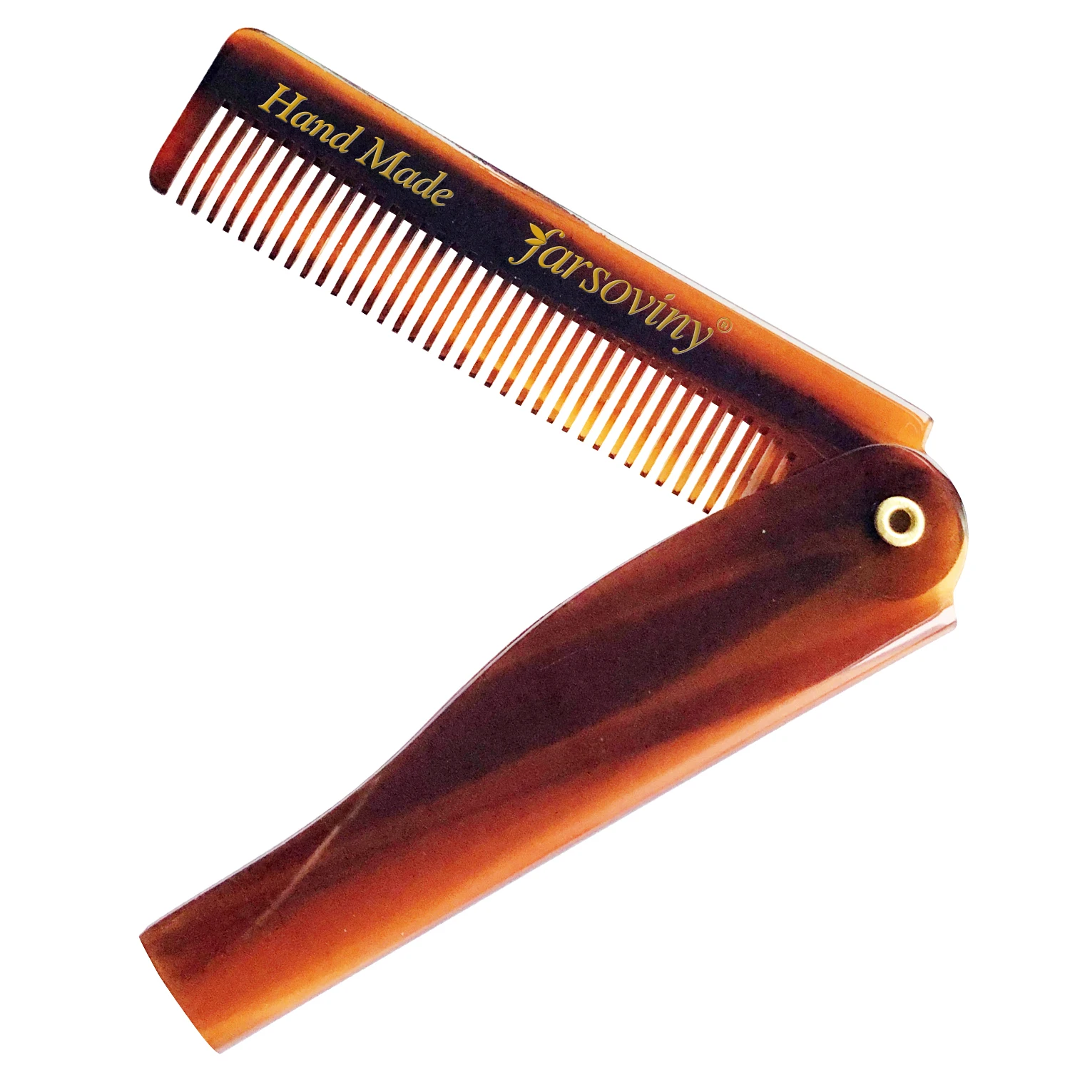 Handmade Folding Pocket Comb Fine Tooth Hair Comb Straightener for Everyday Grooming Styling Hair, Beard or Mustache