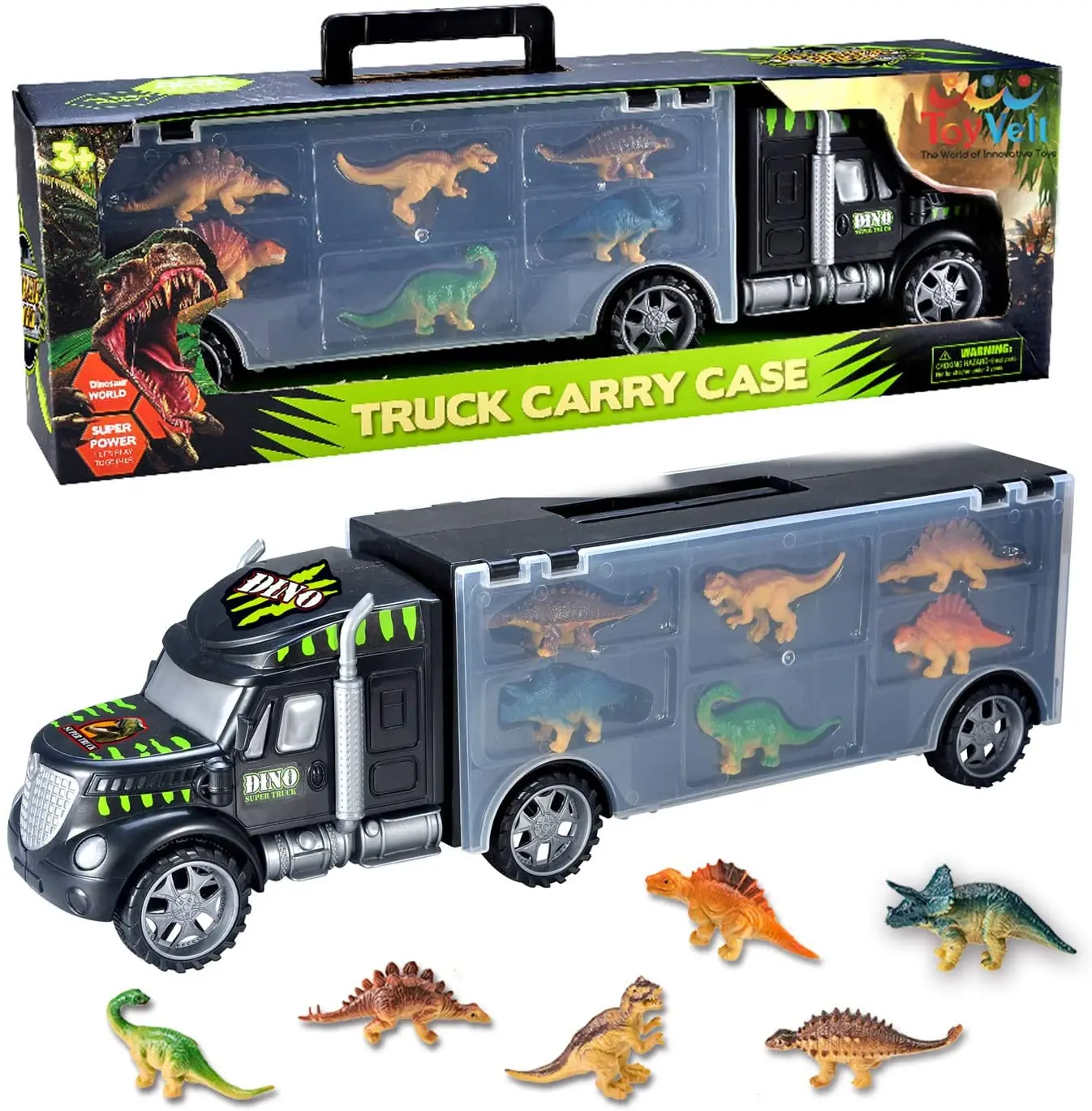 
Dinosaurs Transport Car Carrier Truck Toy with Dinosaur Toys Inside - The Best Dinosaur Toy For Boys And Girls Ages 3,4,5, Years 