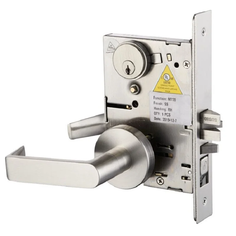 KEYMAN Door Mortise Lock F04 Entry Office Commercial Anti Theft Door Lock American Handle U.L Fire Rated 3H ANSI/BHMA Grade 1