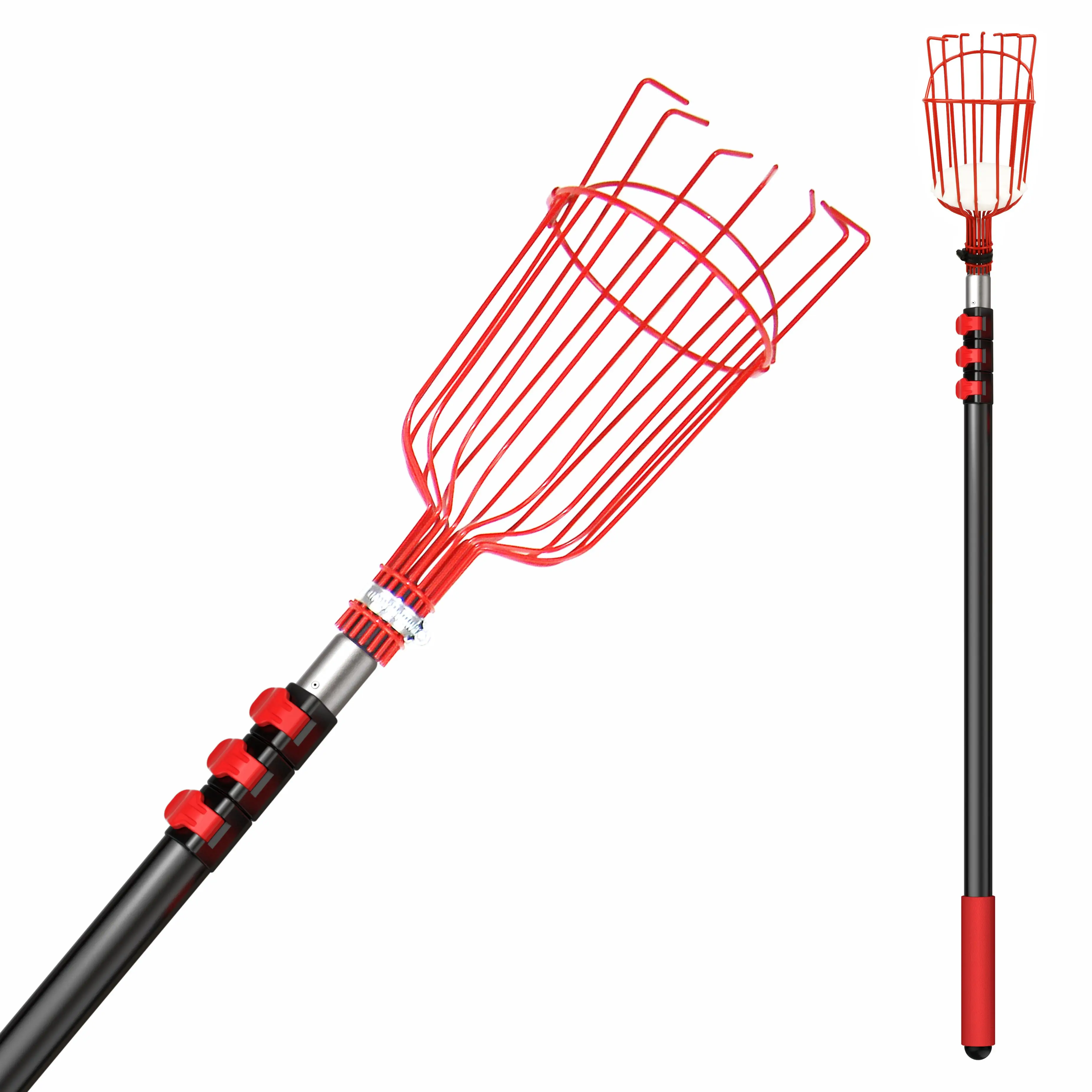 Extentool garden tools durable fruit picker extendable telescopic aluminum pole with strong basket